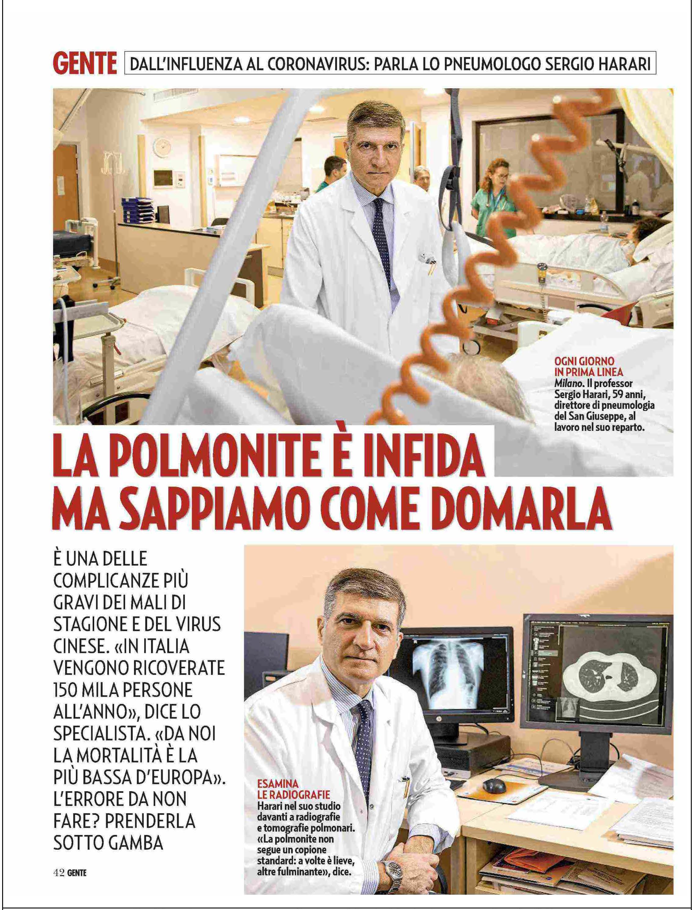 Harari nel suo studio davanti a radiografie e tomografie polmonari. «La polmonite non segue un copione standard: a volte è lieve, altre fulminante», dice